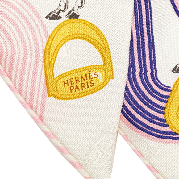 Hermes Twilly Garde Robe Pop Scarf Muffler White Multicolor Silk Women's HERMES - Picture 4 of 6